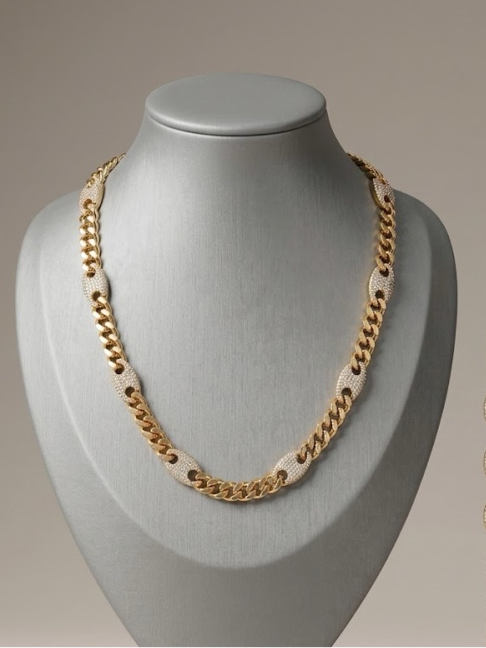 New 14k Gold Filled Two-Tone Curb Chain Necklace and Bracelet Set - Picture 3 of 3